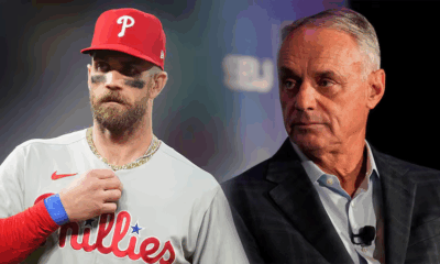 Bryce Harper y Rob Manfred